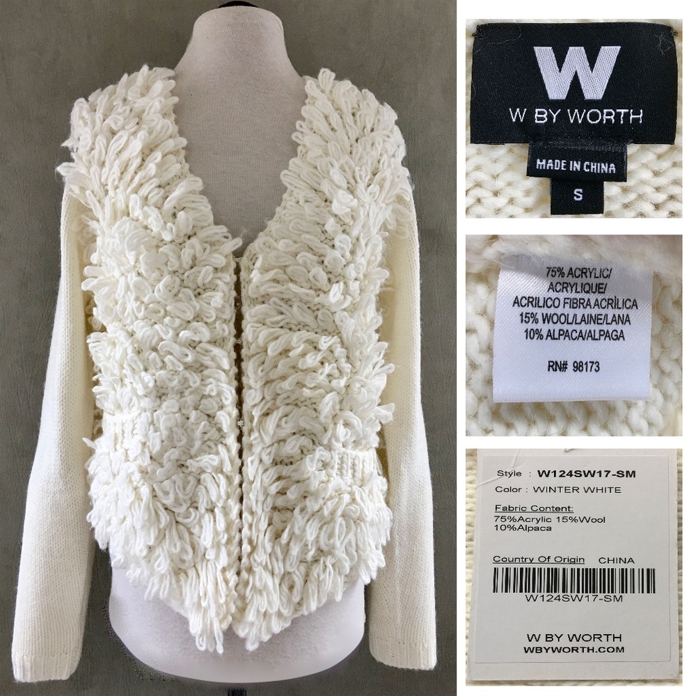 SOLD  $$$  WORTH Shaggy Knit Cardigan Sweater